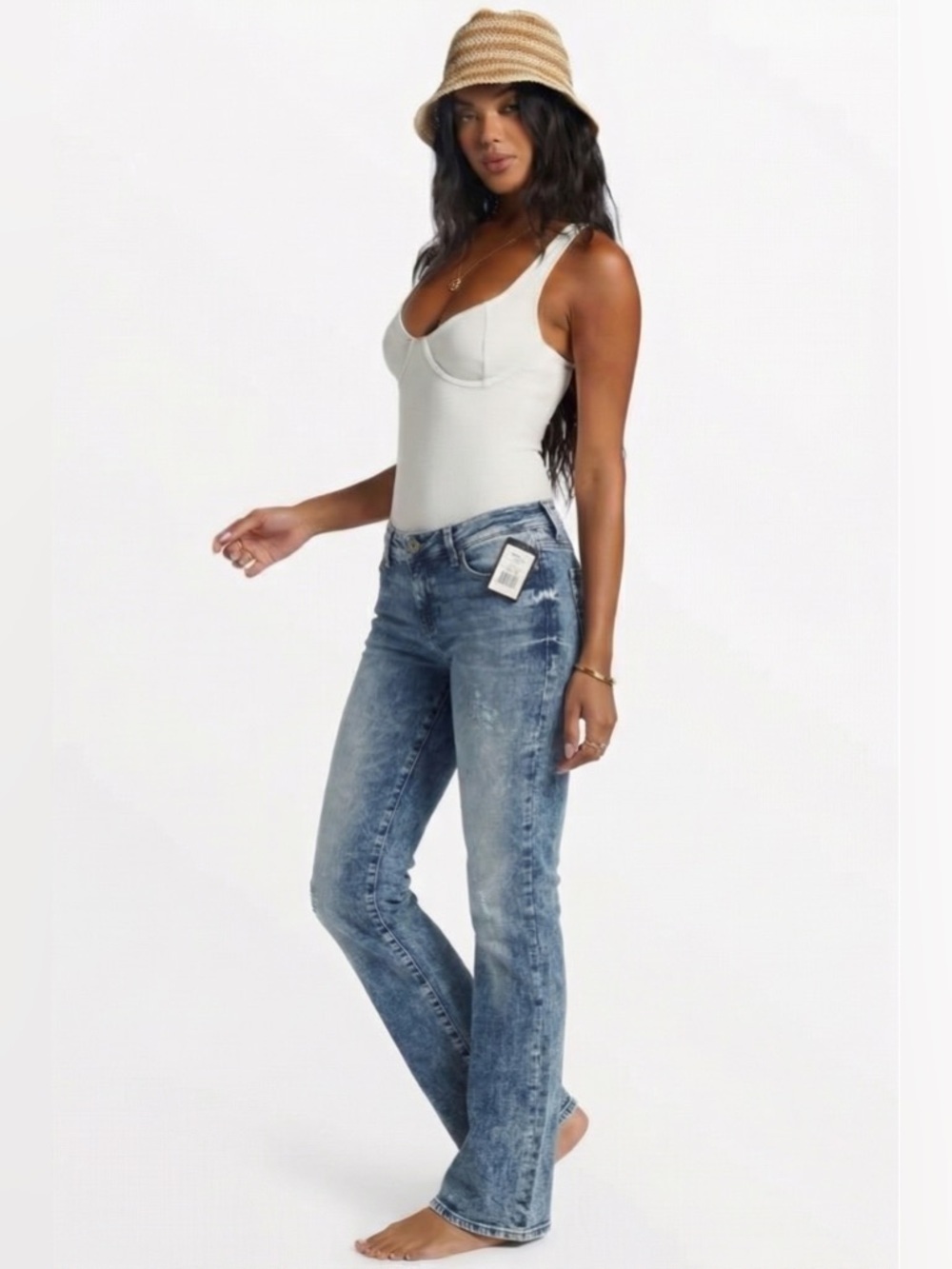 Mavi Emma Slim Boyfriend Jeans 25 (28x31) Vintage Wash Blue Distress Denim Women